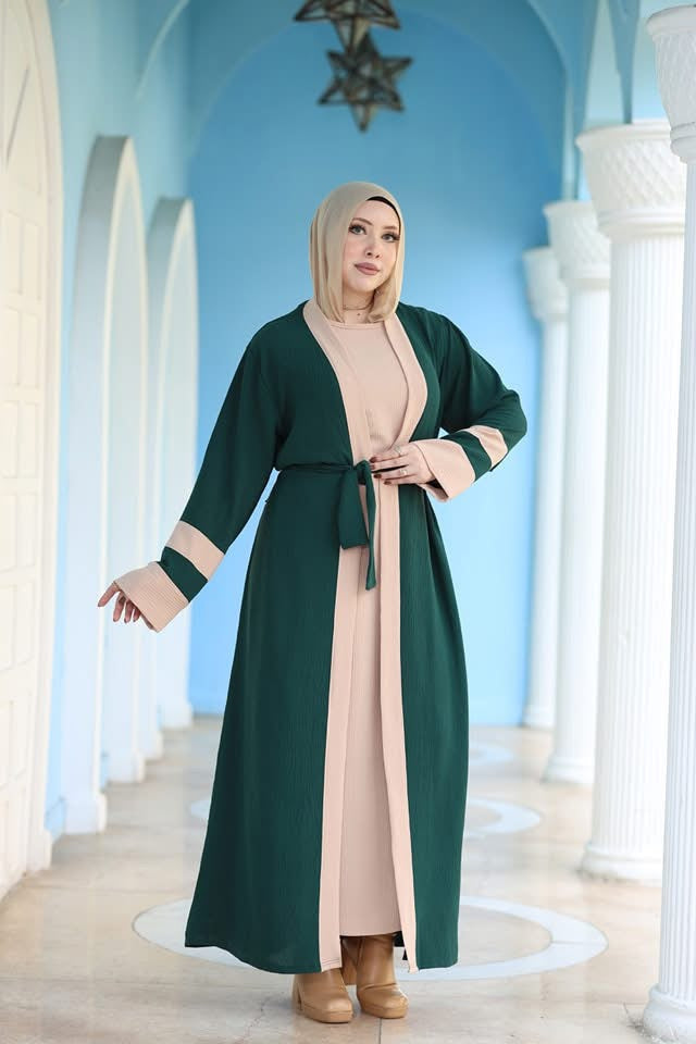 Elegant Two-Tone Open Abaya