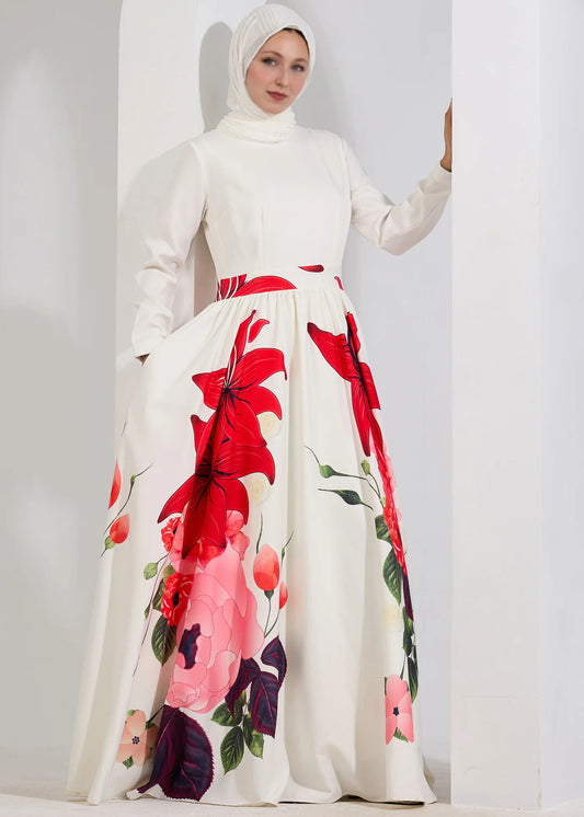 Yasmeen dress _ Elegant Red Floral Maxi Dress