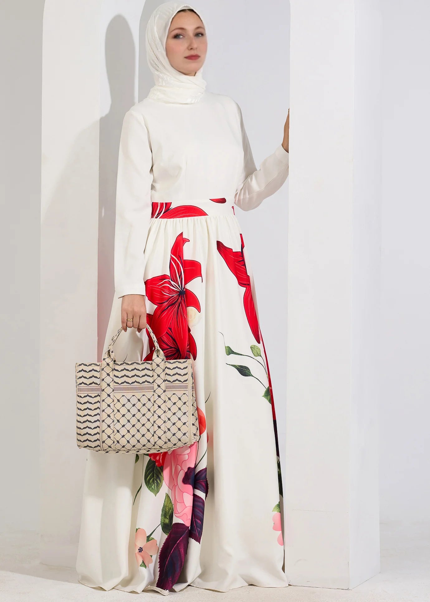 Yasmeen dress _ Elegant Red Floral Maxi Dress