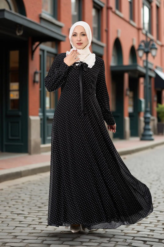 Modes Polka Dot Maxi chiffon Dress