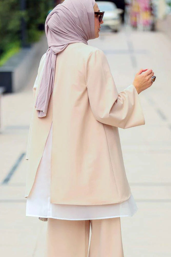 Minimalist Layered Modest Beige Set