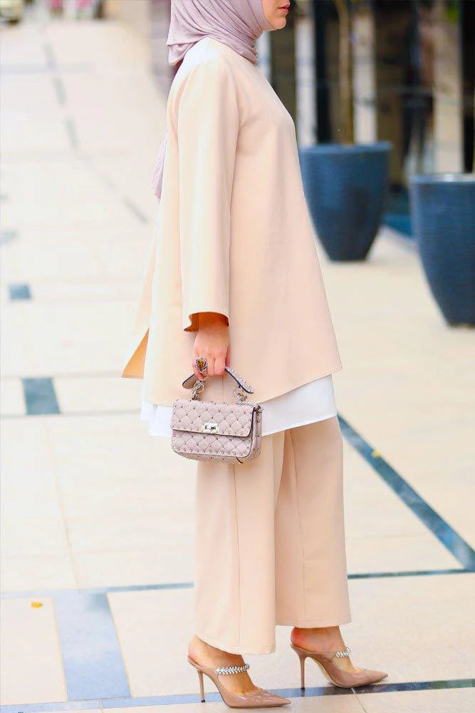 Minimalist Layered Modest Beige Set