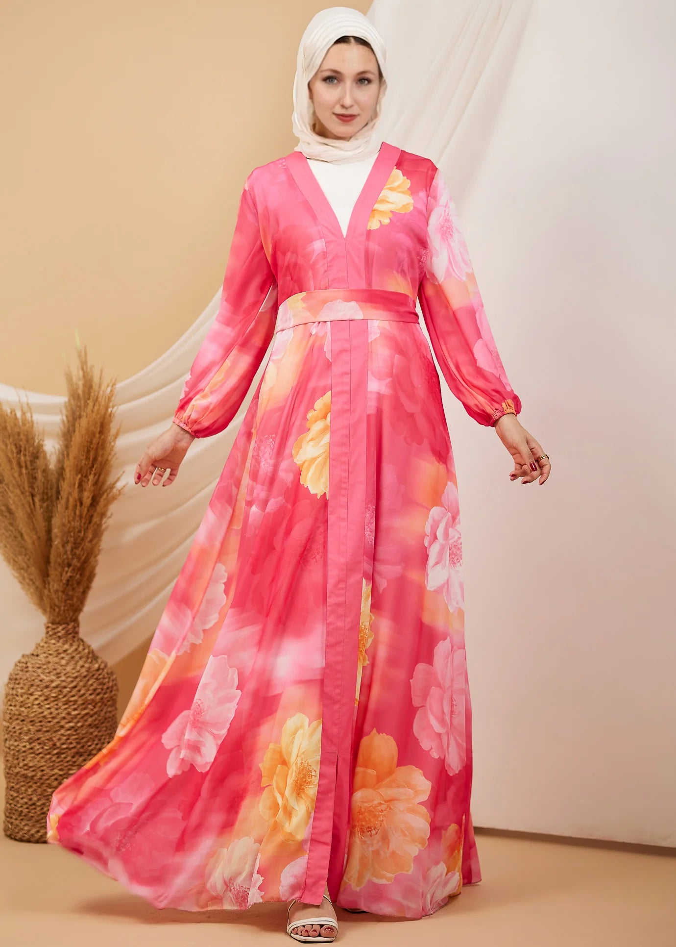 Lavender Blossom Chiffon Maxi Dress