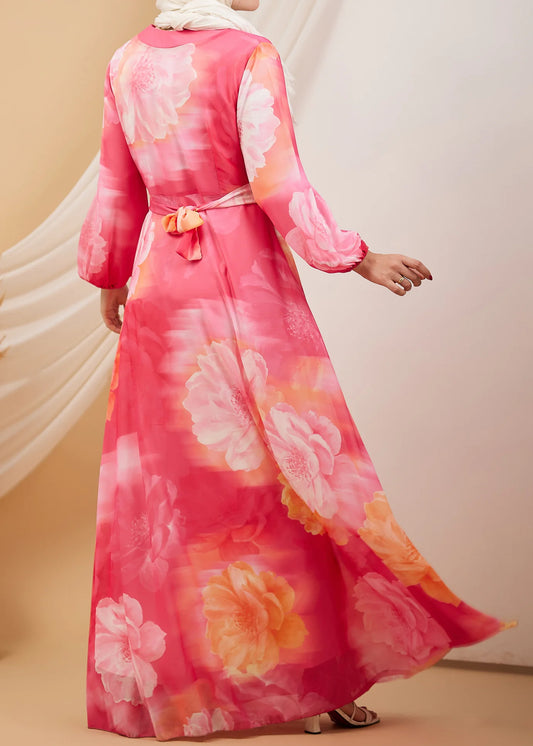 Lavender Blossom Chiffon Maxi Dress