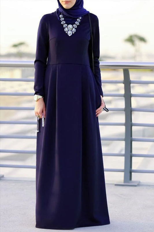 Dark Blue Dress with Side Pockets