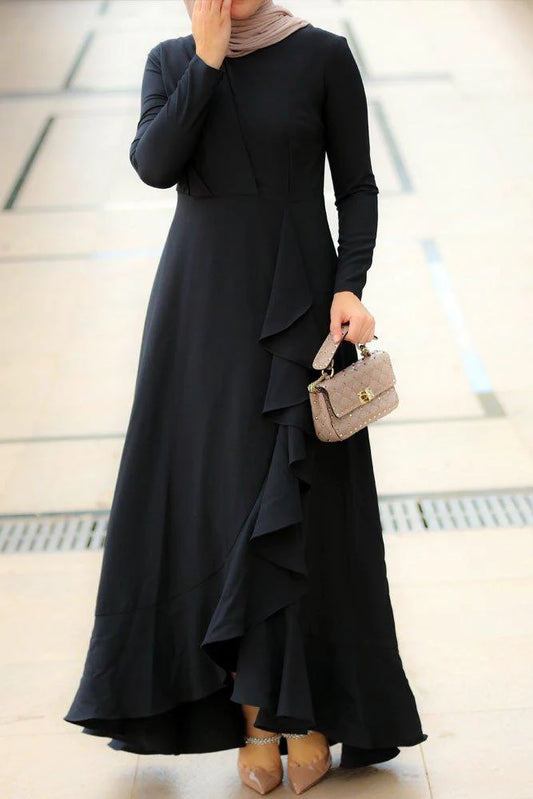 Elegant Black Ruffled Maxi Dress