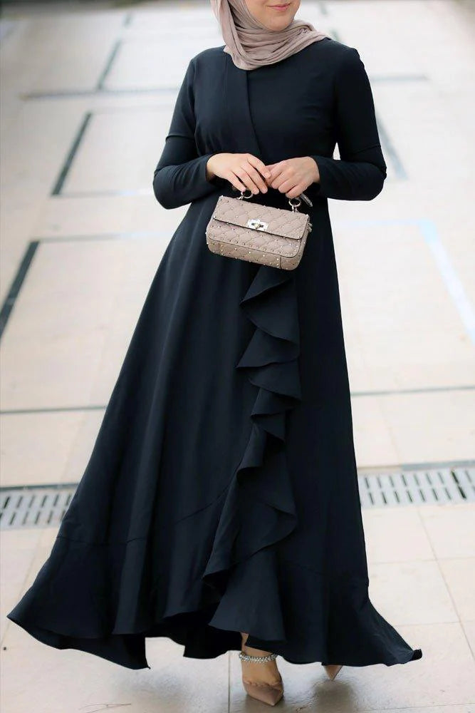 Elegant Black Ruffled Maxi Dress