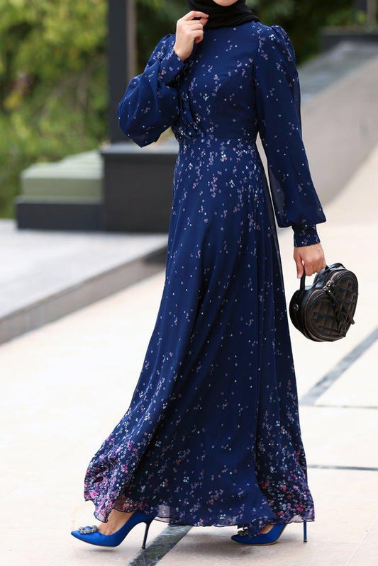 Midnight Blossom Elegant Maxi Dress