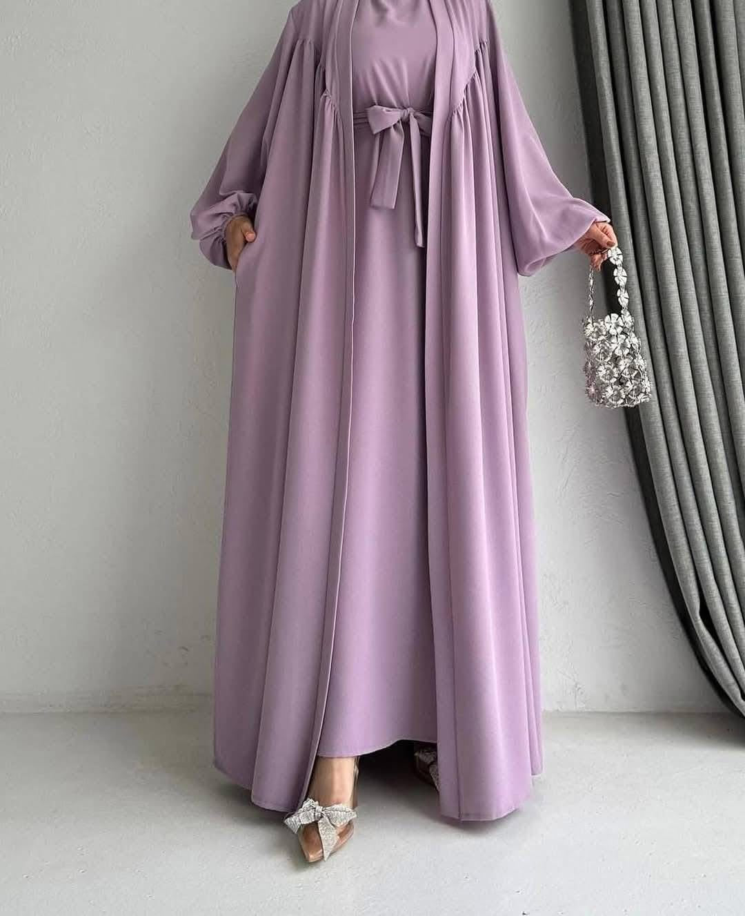 Lavender Flowy Abaya Set
