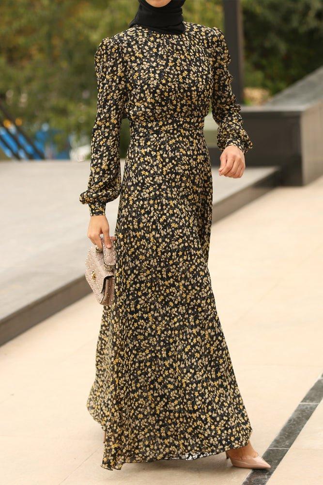 "Maya Petal Tiers | Floral Chiffon Maxi Dress with Ruffles