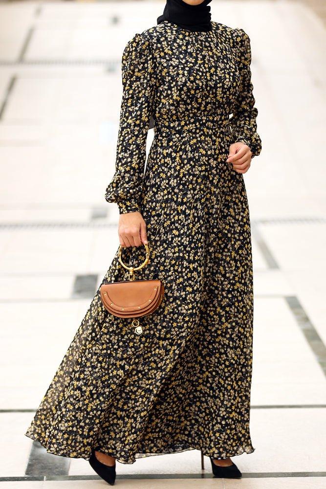 "Maya Petal Tiers | Floral Chiffon Maxi Dress with Ruffles
