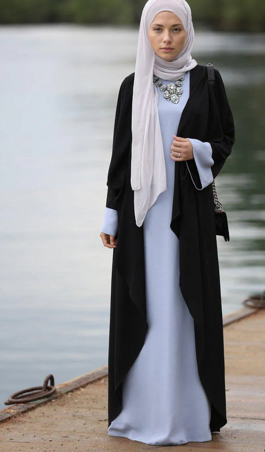 Maya Royal Blue & Black Abaya Dress